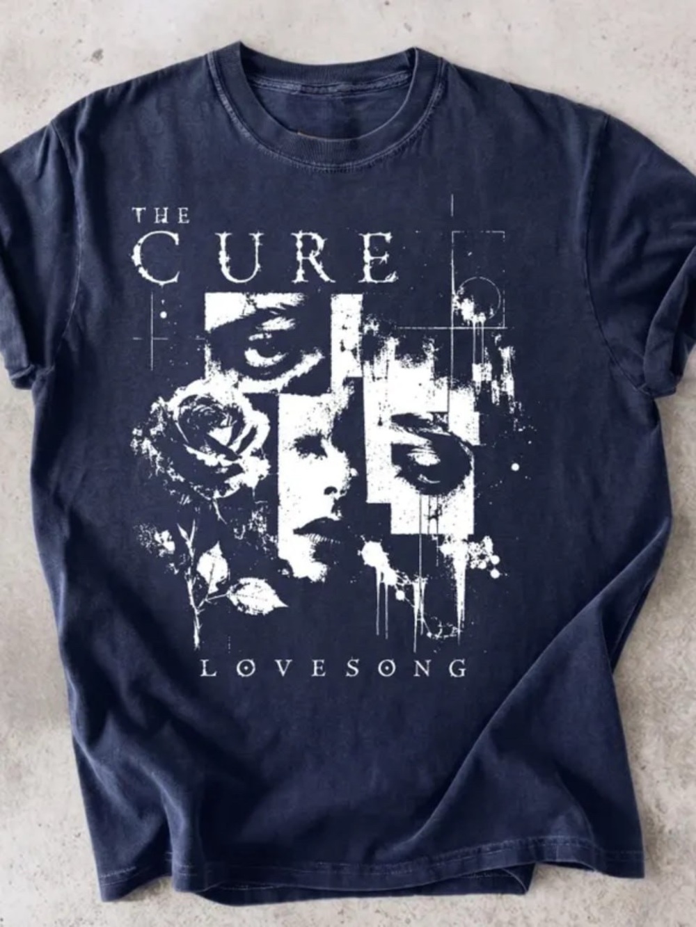 Gildan Navy The Cure Lovesong Graphic Tee